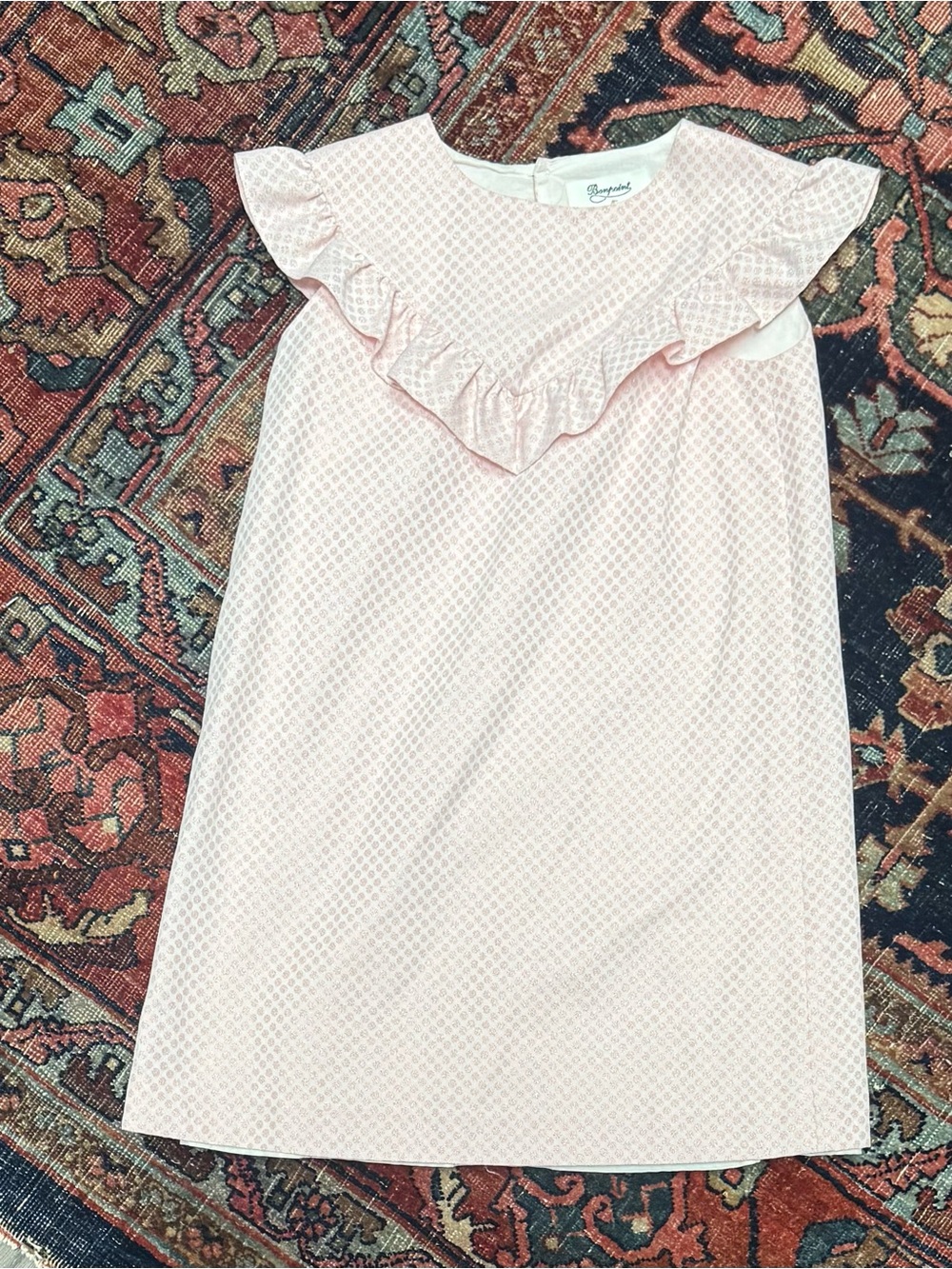 Bonpoint Pale Pink Ruffle-Yoke Girls Dress